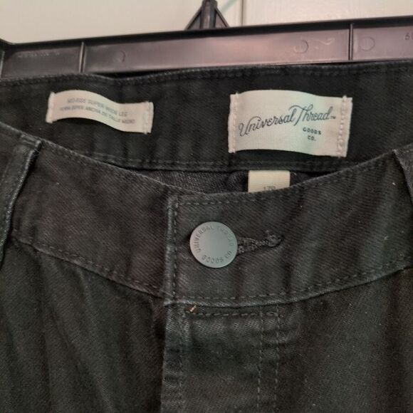 Universal Thread 12 Mid Rise Relaxed Super Wide-Leg Jeans Black Women's - Picture 2 of 7